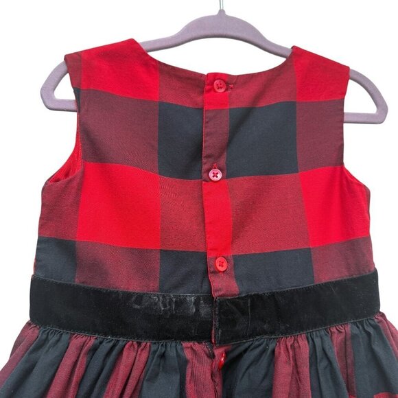 CARTER'S Holiday Dress 24 mos Baby Girls Buffalo Check Red Black Bow Christmas - Picture 8 of 9